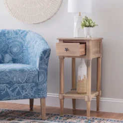 Kirkland's Home Accent & End Tables-Natural Wood Coastal Compact Accent Table