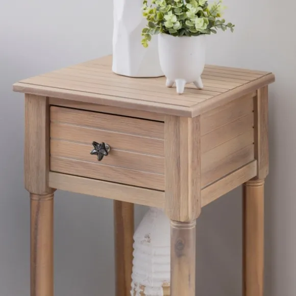 Kirkland's Home Accent & End Tables-Natural Wood Coastal Compact Accent Table