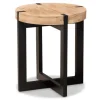 Kirkland's Home Accent & End Tables-Natural Wood Cross Base Side Table