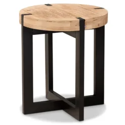 Kirkland's Home Accent & End Tables-Natural Wood Cross Base Side Table