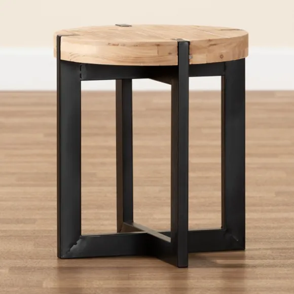 Kirkland's Home Accent & End Tables-Natural Wood Cross Base Side Table