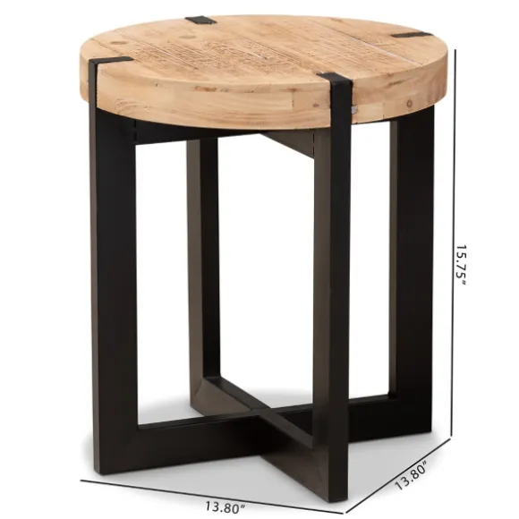 Kirkland's Home Accent & End Tables-Natural Wood Cross Base Side Table
