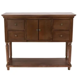 Kirkland's Home Console Tables-Natural Wood 2-Door 4-Drawer Buffet Console Table