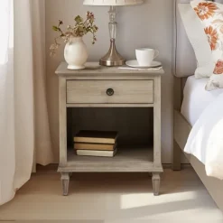 Kirkland's Home Nightstands-Natural Wood 1-Drawer Nightstand