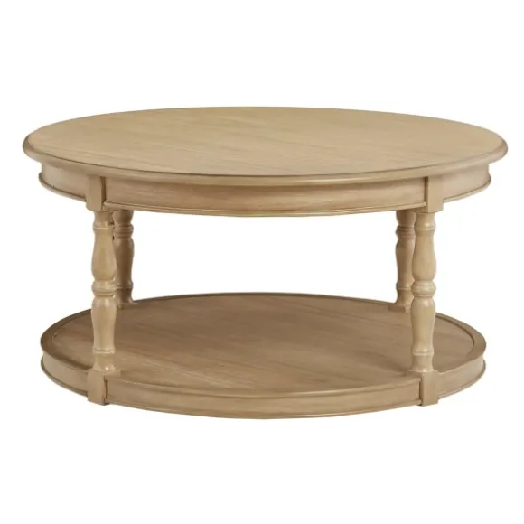 Kirkland's Home Coffee Tables-Natural Wood Finish Turned Leg Round Coffee Table
