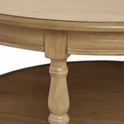 Kirkland's Home Coffee Tables-Natural Wood Finish Turned Leg Round Coffee Table