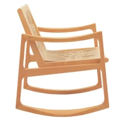 Kirkland's Home Accent Chairs-Natural Wood Modern Woven Rocking Chair