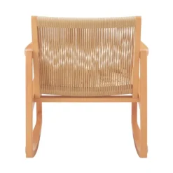 Kirkland's Home Accent Chairs-Natural Wood Modern Woven Rocking Chair