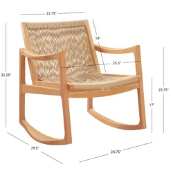 Kirkland's Home Accent Chairs-Natural Wood Modern Woven Rocking Chair
