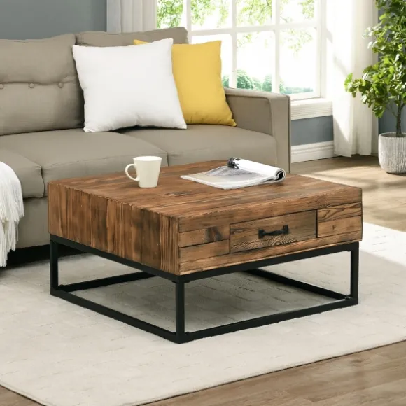 Kirkland's Home Coffee Tables-Natural Wood Plank Top Coffee Table