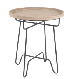 Kirkland's Home Accent & End Tables-Natural Wood Round Tray Top Accent Table