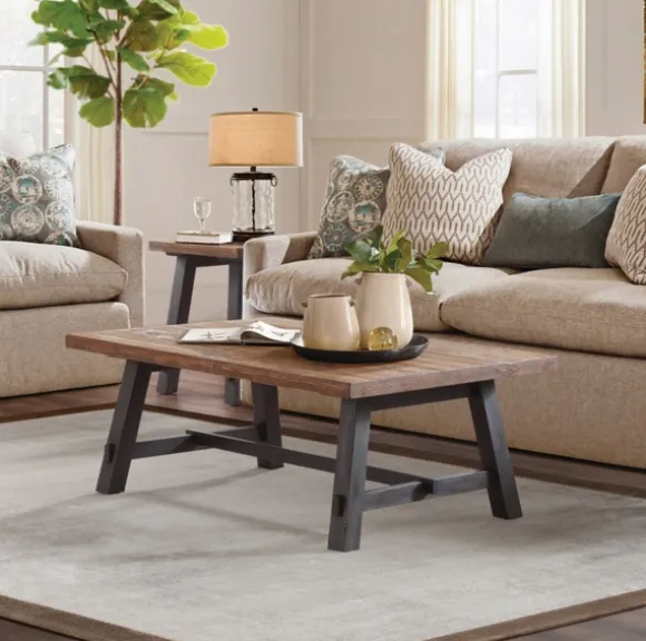 Kirkland's Home Coffee Tables-Natural Wood Sawhorse Coffee Table, 48X32 In.