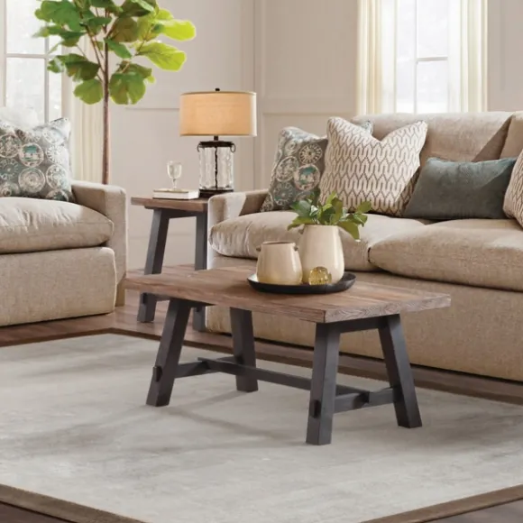 Kirkland's Home Coffee Tables-Natural Wood Sawhorse Coffee Table, 42X24 In.