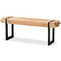 Kirkland's Home Benches & Ottomans-Natural Wood Stack Industrial Bench