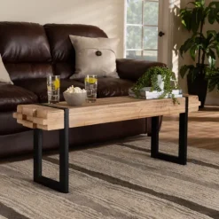 Kirkland's Home Benches & Ottomans-Natural Wood Stack Industrial Bench