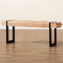 Kirkland's Home Benches & Ottomans-Natural Wood Stack Industrial Bench