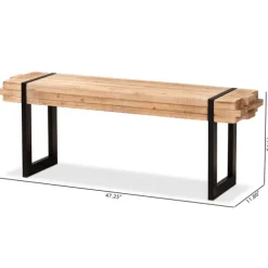Kirkland's Home Benches & Ottomans-Natural Wood Stack Industrial Bench
