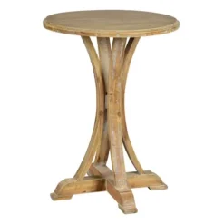 Kirkland's Home Accent & End Tables-Natural Wooden Arched Base Round Top Accent Table