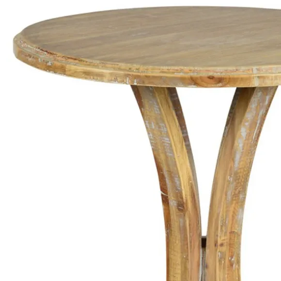 Kirkland's Home Accent & End Tables-Natural Wooden Arched Base Round Top Accent Table