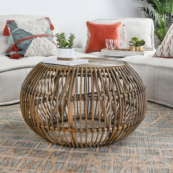 Kirkland's Home Coffee Tables-Natural Woven Rat Round Coffee Table