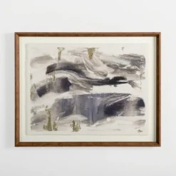 Kirkland's Home Framed Art-Navy And Gold Streaks Framed Art Print