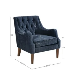 Kirkland's Home Accent Chairs-Navy Button Tufted Accent Chair