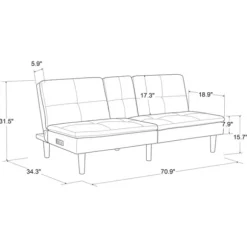 Kirkland's Home Sofas & Loveseats-Navy Console Usb Port Convertible Sofa