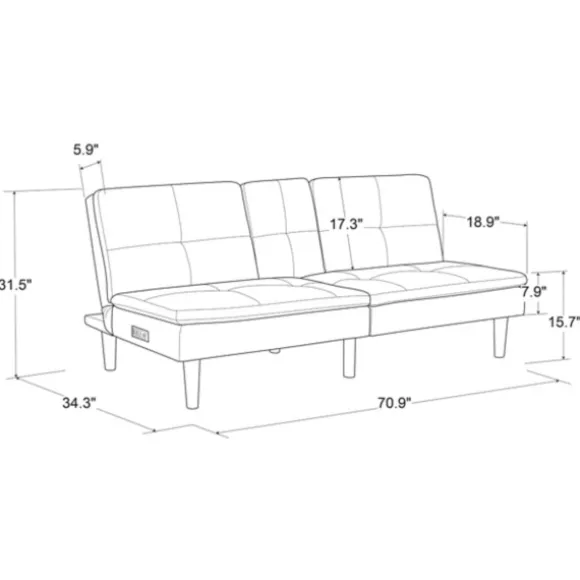 Kirkland's Home Sofas & Loveseats-Navy Console Usb Port Convertible Sofa