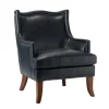 Kirkland's Home Accent Chairs-Navy Faux Leather Wingback Accent Chair