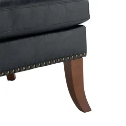 Kirkland's Home Accent Chairs-Navy Faux Leather Wingback Accent Chair