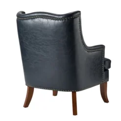 Kirkland's Home Accent Chairs-Navy Faux Leather Wingback Accent Chair