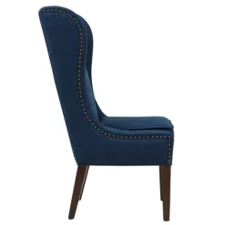 Kirkland's Home Dining Chairs-Navy High Wingback Nailhead Trim Dining Chair