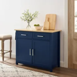 Kirkland's Home Kitchen Islands & Bar Carts-Navy Industrial Kitchen Cart