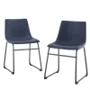 Kirkland's Home Dining Chairs-Navy Leather Industrial Dining Chairs, Set Of 2