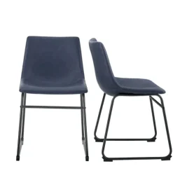 Kirkland's Home Dining Chairs-Navy Leather Industrial Dining Chairs, Set Of 2