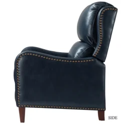 Kirkland's Home Accent Chairs-Navy Leather Nailhead Traditional Recliner