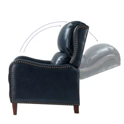 Kirkland's Home Accent Chairs-Navy Leather Nailhead Traditional Recliner