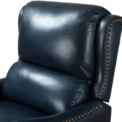 Kirkland's Home Accent Chairs-Navy Leather Nailhead Traditional Recliner