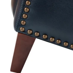 Kirkland's Home Accent Chairs-Navy Leather Nailhead Traditional Recliner