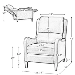 Kirkland's Home Accent Chairs-Navy Leather Nailhead Traditional Recliner