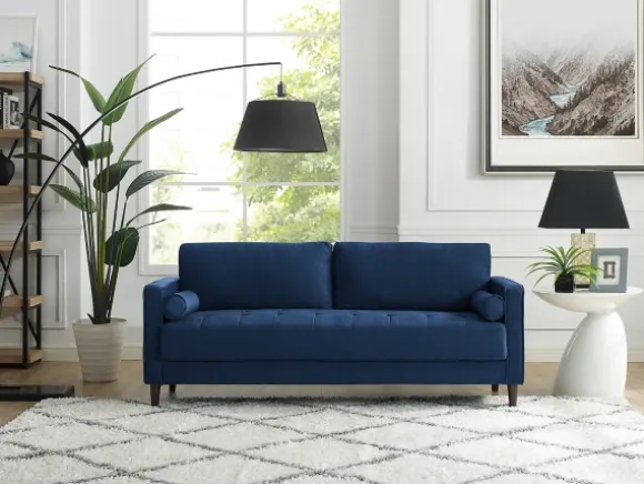 Kirkland's Home Sofas & Loveseats-Navy Lumbar Eucalyptus Sofa