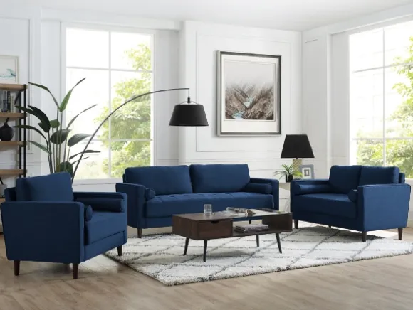 Kirkland's Home Sofas & Loveseats-Navy Lumbar Eucalyptus Sofa