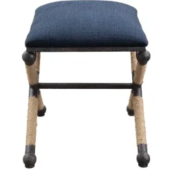 Kirkland's Home Benches & Ottomans-Navy Seat And Black Metal Ottoman