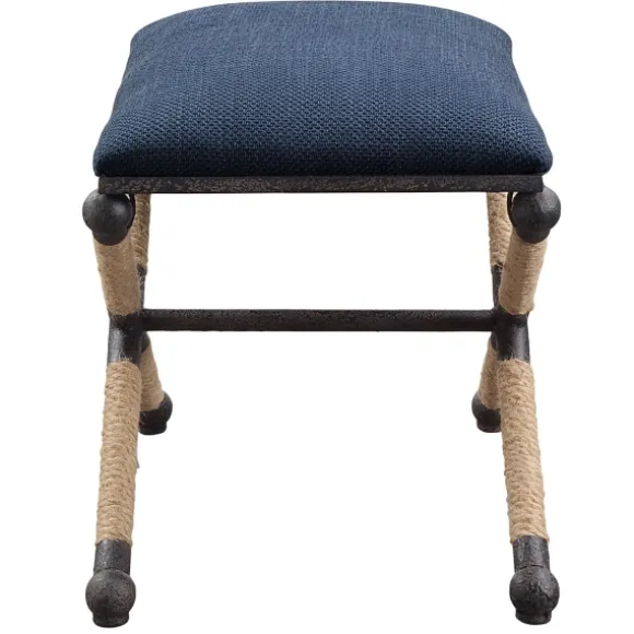 Kirkland's Home Benches & Ottomans-Navy Seat And Black Metal Ottoman