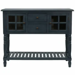 Kirkland's Home Console Tables-Navy Slatted Windowpane Console Table