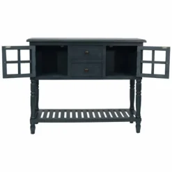 Kirkland's Home Console Tables-Navy Slatted Windowpane Console Table