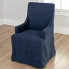 Kirkland's Home Dining Chairs-Navy Slipcover Captain Dining Chair