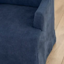 Kirkland's Home Dining Chairs-Navy Slipcover Captain Dining Chair