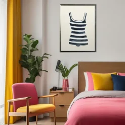 Kirkland's Home Framed Art-Navy Striped Bathing Suit Framed Art Print