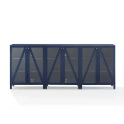 Kirkland's Home Tv Stands & Media Consoles-Navy Triangle 6-Door Wood Media Cabinet